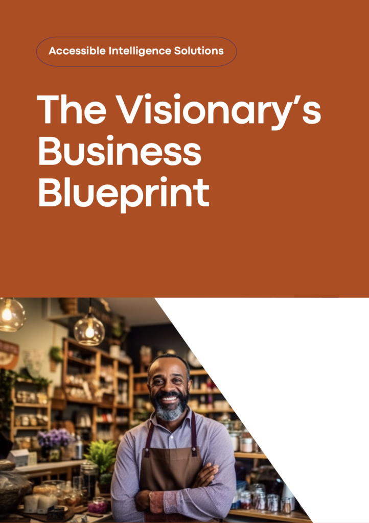 Cover of the Visionary's Business Blueprint with a smiling man on the front.